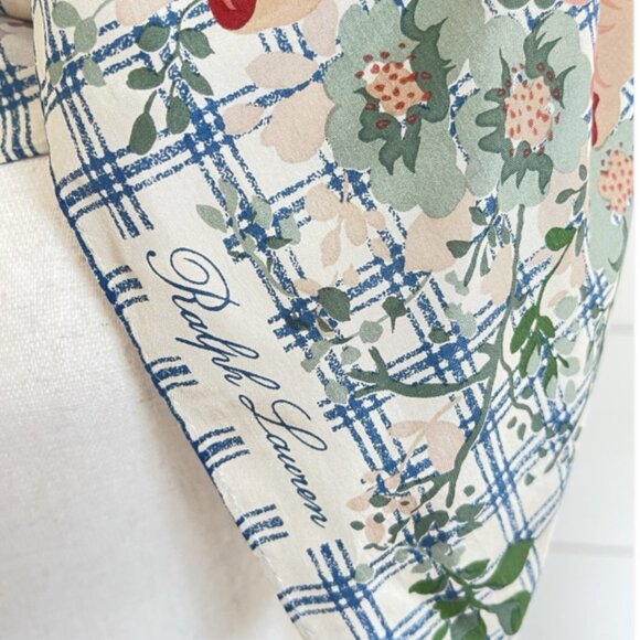 Scarf - Ralph Lauren Floral Silk Square 34 X 35” MultiColor - Picture 4 of 6